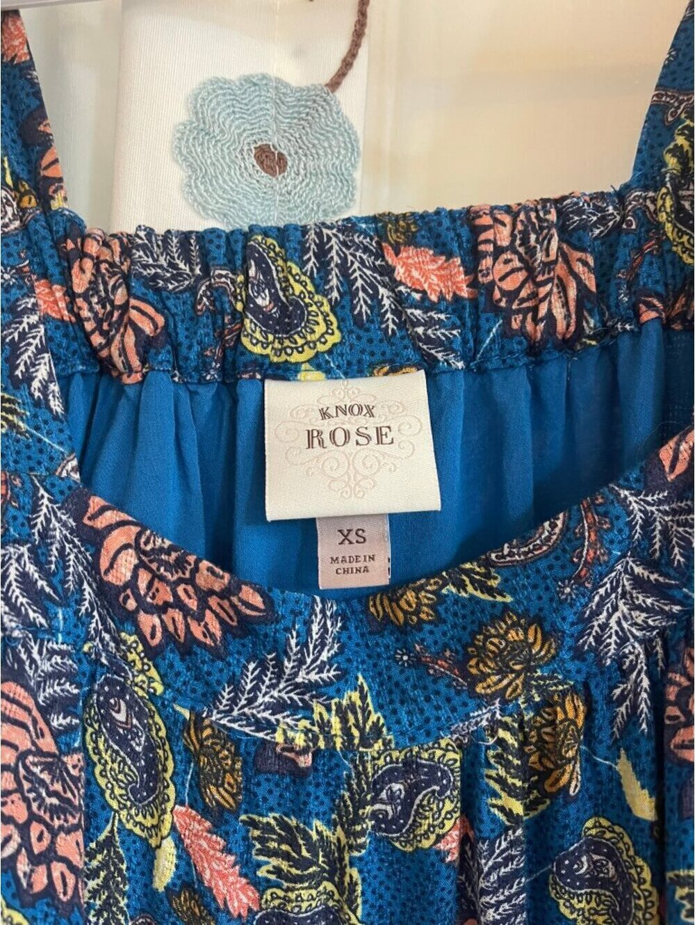 NWOT | Knox Rose | XS | Blue Floral Paisley Tiered Midi Dress - Picture 3 of 8